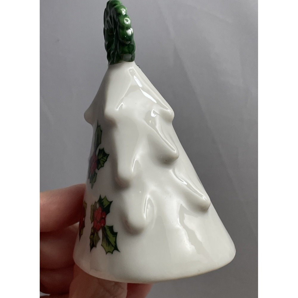 Lefton Christmas Ornament Set Of 3 Bell Holly #457 Vintage 3.5" Porcelain Japan - Picture 4 of 11